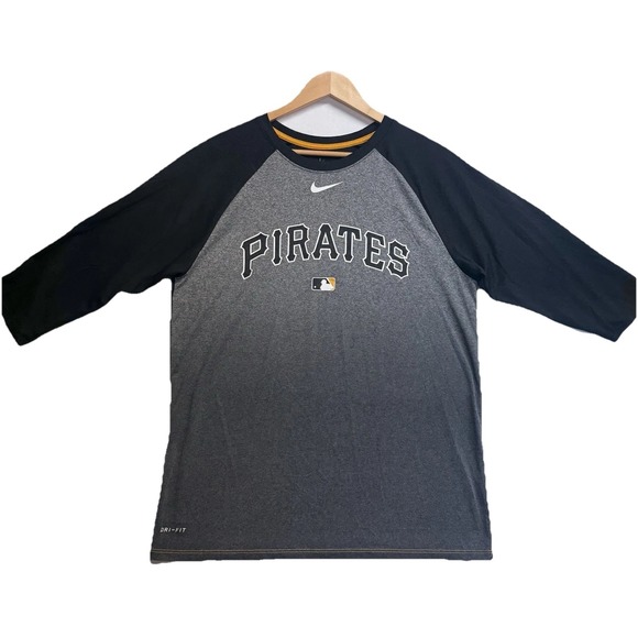 Nike Other - Pittsburgh Pirates Nike MLB Mens L Gray Black Dri-Fit 3/4 Raglan Sleeve Baseball